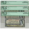 Image 1 : Canada 1954 $20 Devils Hair 3 Banknotes in Sequence PMG MS63