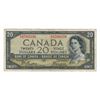 Image 1 : Canada 1954 $20 Devils Hair Banknote Beattie-Coyne B/E BC-33a VF Stains