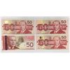 Image 1 : Canada Lot of 4 $50 Banknotes 3 Bird series, 1 Journey series. Circulated