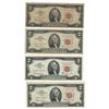Image 1 : United States 1963 $2 Red Seal Banknotes. Lot of 4.