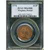 Image 1 : 1773 1/2P  Virginia Halfpenny, Period MS63 Red PCGS.