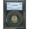Image 1 : 1874 3CN  MS65 PCGS. A very faint wisp of champagne