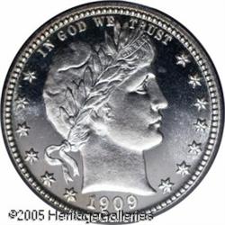 1909 25C  PR66 Cameo PCGS. A brightly mirrored, unt