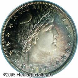 1907 50C  PR67 Cameo PCGS. Marvelously toned in sea