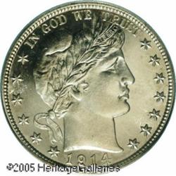 1914 50C  PR67 Cameo PCGS. The 1914 boasts the lowe