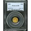 1855 G$1  AU58 PCGS. Greenish-gold patina reveals t
