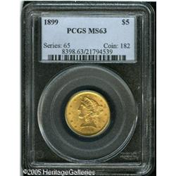 1899 $5  MS63 PCGS. Slightly weak on a few of the o