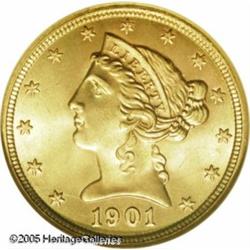 1901-S $5  MS67 NGC. A relatively common coin in gr