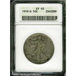 1919-D 50C  XF40 ANACS. Gray colored in the fields