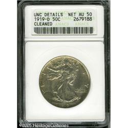 1919-D 50C --Cleaned--ANACS. Unc Details, Net AU50.