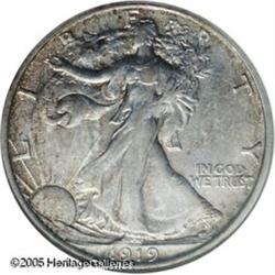 1919-D 50C  AU58 NGC. A satiny, golden-hued example