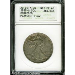 1919-S 50C --Corroded, Planchet Flaw--ANACS. AU Detai