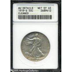 1919-S 50C --Cleaned--ANACS. AU Details, Net XF45.