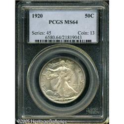 1920 50C  MS64 PCGS. This is a scarce issue in Choi