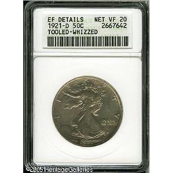 1921-D 50C --Tooled, Whizzed--ANACS. XF Details, Net