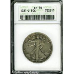 1921-D 50C  XF40 ANACS. Silver-gray in appearance w