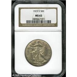 1923-S 50C  MS62 NGC. Chestnut and lilac colors dra