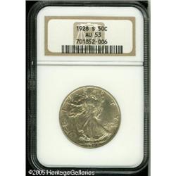 1928-S 50C  AU53 NGC. A scarce date with light fric