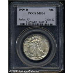 1929-D 50C  MS64 PCGS. Gold and pale blue patina al