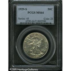 1929-S 50C  MS64 PCGS. Dappled olive-tan color visi