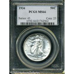 1934 50C  MS66 PCGS. Intricately detailed, the bril
