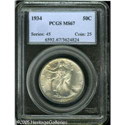 1934 50C  MS67 PCGS. The design features display sh
