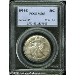 1934-D 50C  MS65 PCGS. Sky-blue and pale-violet pat