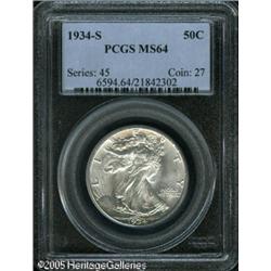 1934-S 50C  MS64 PCGS. Brilliant surfaces display s