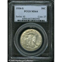 1934-S 50C  MS64 PCGS. Crisply impressed, with whis