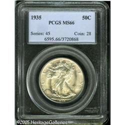 1935 50C  MS66 PCGS. This flashy Walker displays ra