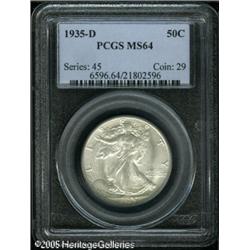 1935-D 50C  MS64 PCGS. Soft luster adheres to silve