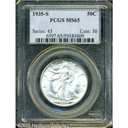 1935-S 50C  MS65 PCGS. Bright, satiny luster accomp
