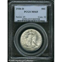 1936-D 50C  MS65 PCGS. Adequately struck, with lust