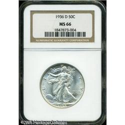 1936-D 50C  MS66 NGC. Adequately struck, with white