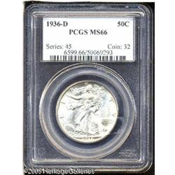 1936-D 50C  MS66 PCGS. Faint touches of gold-brown