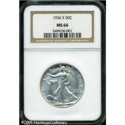 1936-S 50C  MS66 NGC. Nearly untoned, with bright,