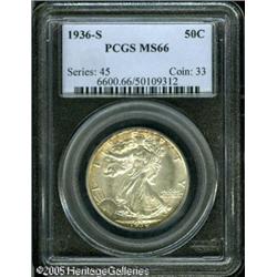 1936-S 50C  MS66 PCGS. A wonderful Gem quality Walk