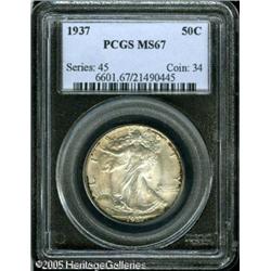 1937 50C  MS67 PCGS. A sharply struck Superb Gem wi
