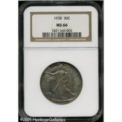 1938 50C  MS66 NGC. Sharply struck and deeply toned