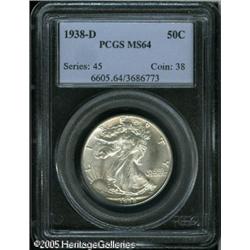 1938-D 50C  MS64 PCGS. A lovely, bright, sparkling,