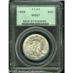 1939 50C  MS67 PCGS. Exquisitely struck, with sharp