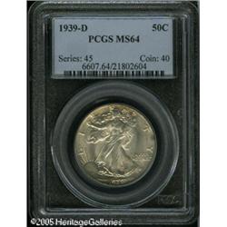1939-D 50C  MS64 PCGS. Touches of olive color occur