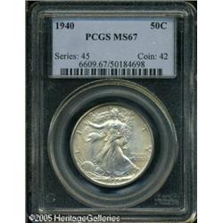 1940 50C  MS67 PCGS. Light golden toning beneath a