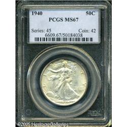 1940 50C  MS67 PCGS. Typically bold and nearly blem
