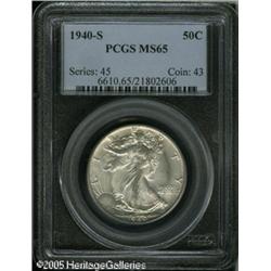 1940-S 50C  MS65 PCGS. Whispers of light tan color