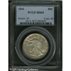 1941 50C  MS65 PCGS. Lustrous surfaces are visited