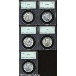 1941 50C  MS65 PCGS; 1942 MS65 PCGS; 1943 MS65 PCGS;