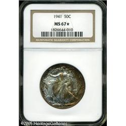 1941 50C  MS67   NGC. Swirls of orange, fire-red,