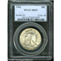 1941 50C  MS67 PCGS. A spectacular Superb Gem, with