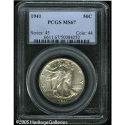 1941 50C  MS67 PCGS. A sharply struck and fully bri